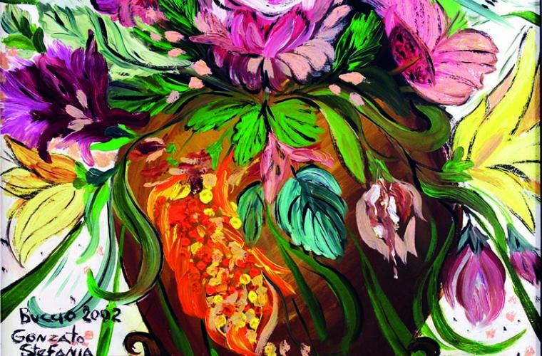 2002, MODVaso di fiori, olio su tela, cm. 50x60