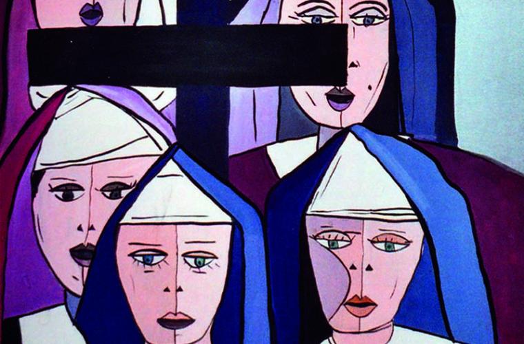 1975, Le suore, tempera su tela, cm. 50x60