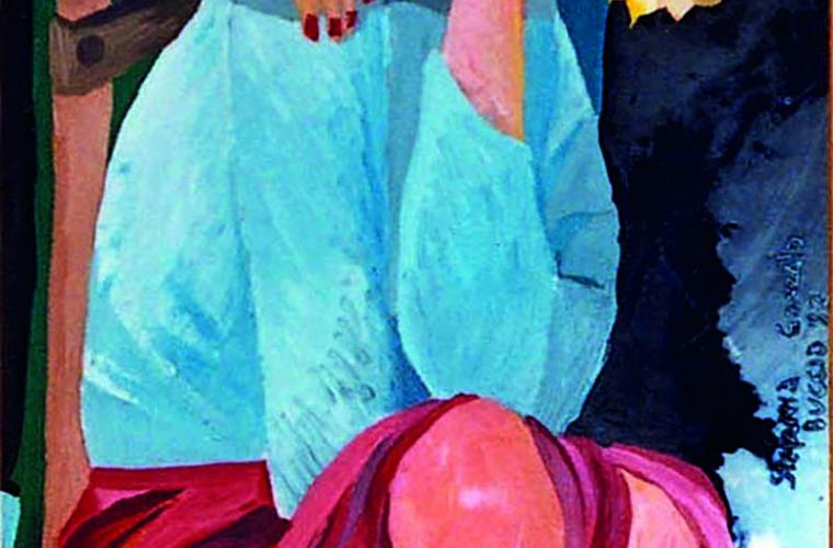 1982, Consolazione 1, olio su tavola di legno, cm. 50x130