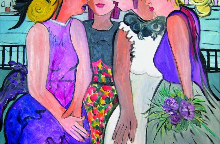 2010, Ragazze in festa, olio su tela, cm. 80x100 camp mod contr