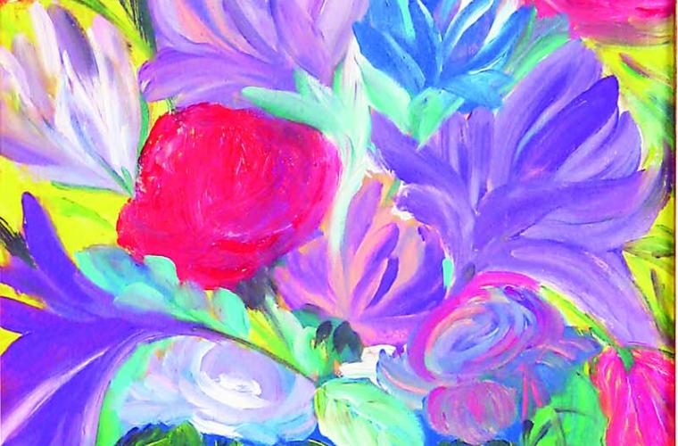 2012, Vaso di Rose, olio su tavola, cm. 30x70